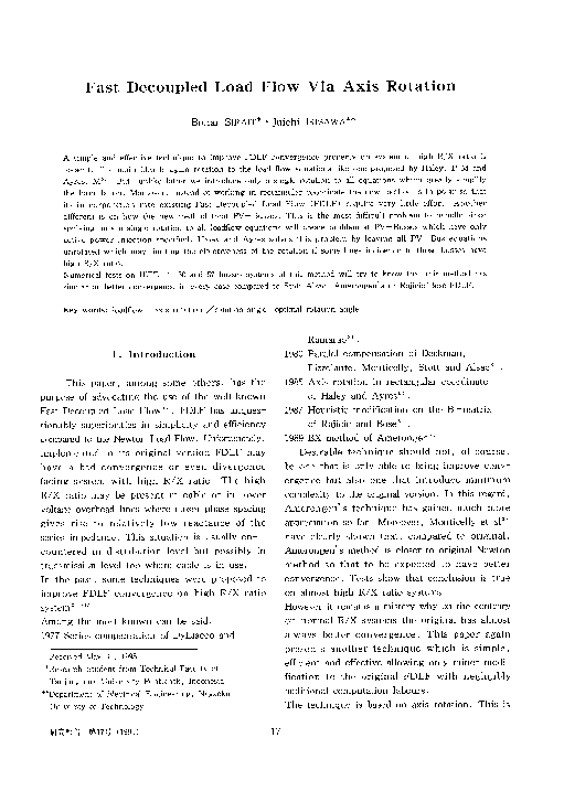 (PDF) Fast decoupled load flow via axis rotation