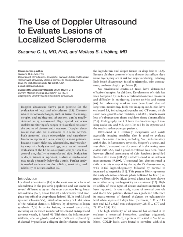 (PDF) The use of doppler ultrasound to evaluate lesions of localized ...