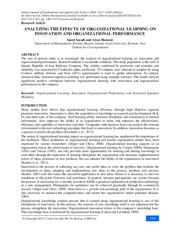 (PDF) Analyzing the Effecte of Organizational Learning on Innovation ...