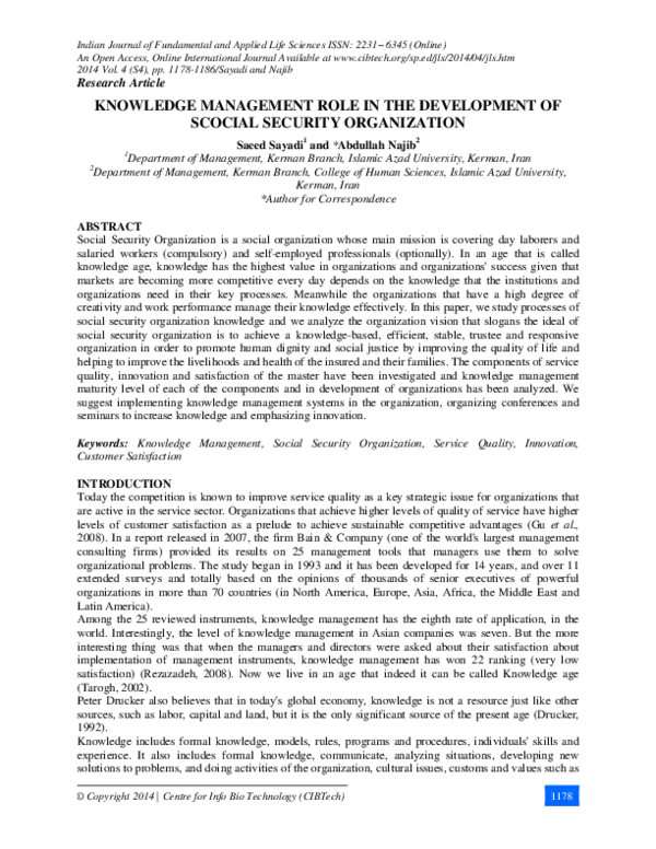 (PDF) Knowledge Management Role in the Development of Scocial Security ...