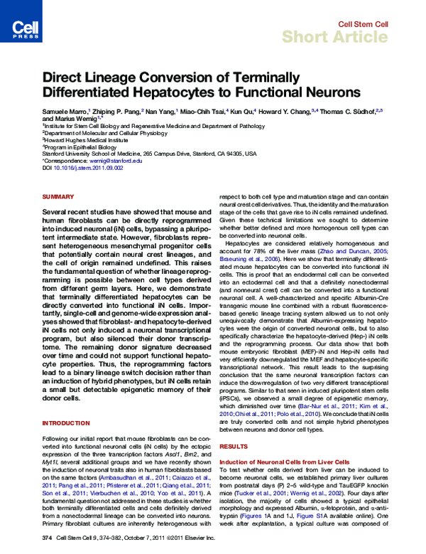 (PDF) Direct Lineage Conversion of Terminally Differentiated ...