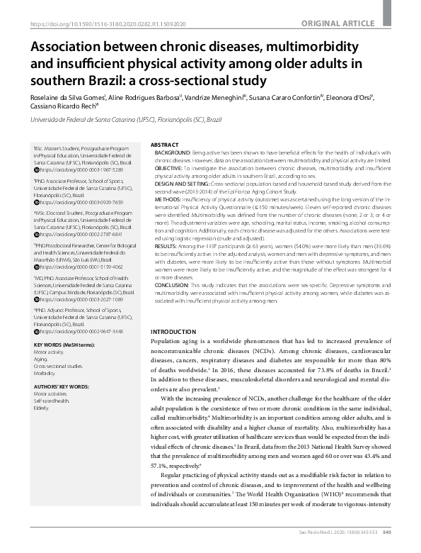 (PDF) Association between chronic diseases, multimorbidity and ...
