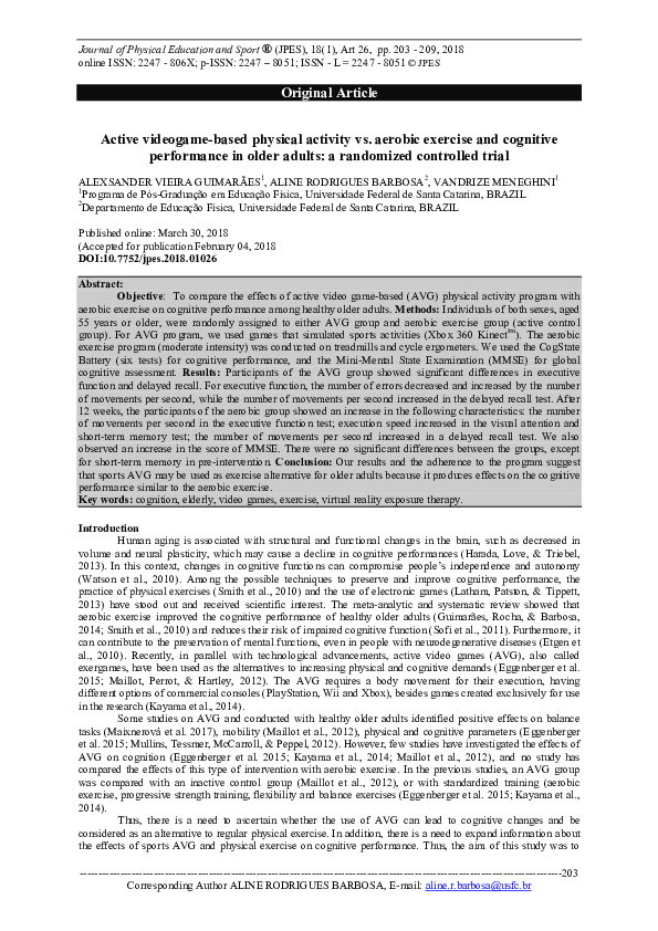 (PDF) Active videogame-based physical activity vs. aerobic exercise and ...