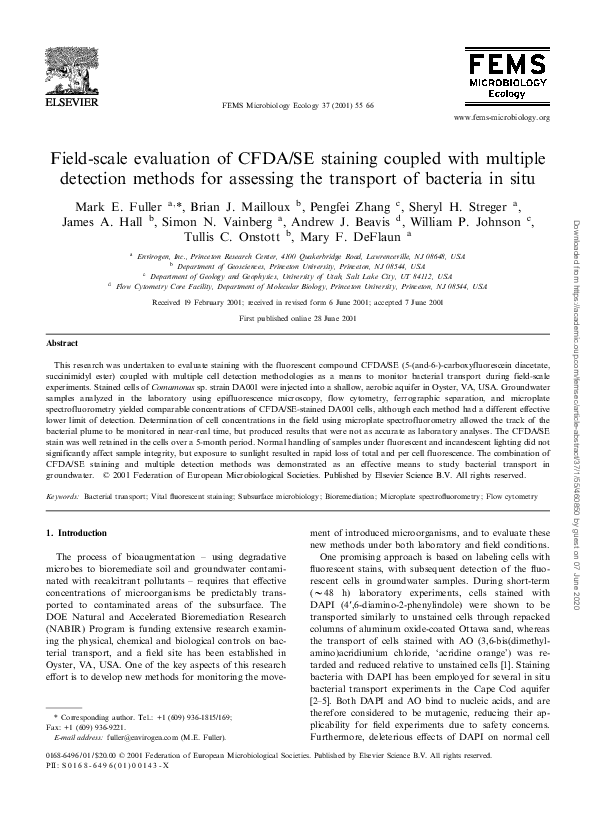 (PDF) Field-scale evaluation of CFDA/SE staining coupled with multiple ...