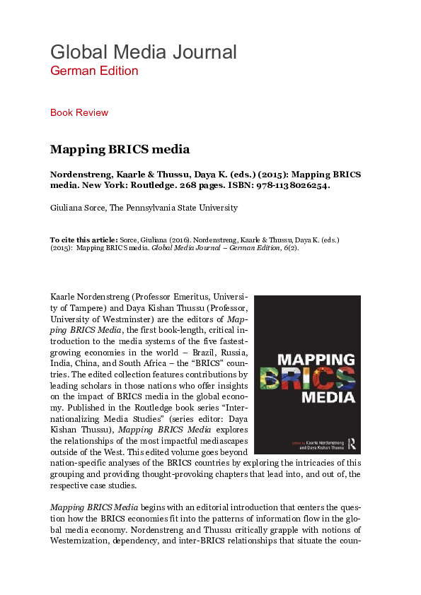 (PDF) Mapping BRICS media Global Media Journal German Edition