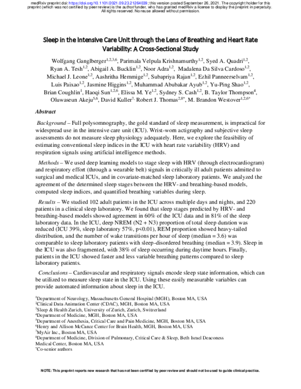 (PDF) Sleep in the Intensive Care Unit through the Lens of Breathing ...