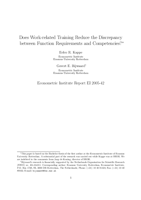 (PDF) 1 Does Work-related Training Reduce the Discrepancy