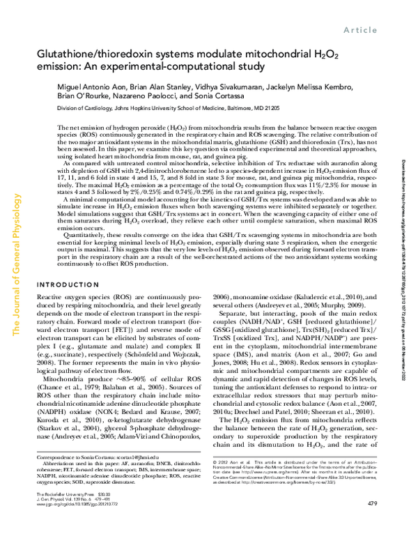 (PDF) Glutathione/thioredoxin systems modulate mitochondrial H2O2 ...