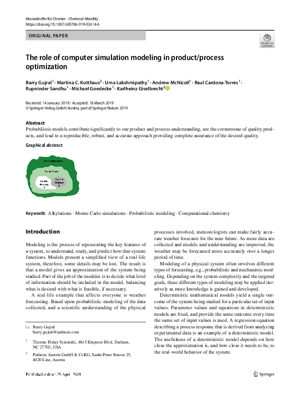 (PDF) The role of computer simulation modeling in product/process ...