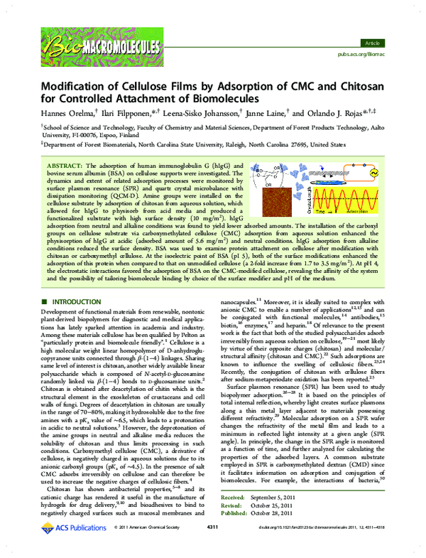 (PDF) Modification of Cellulose Films by Adsorption of CMC and Chitosan ...