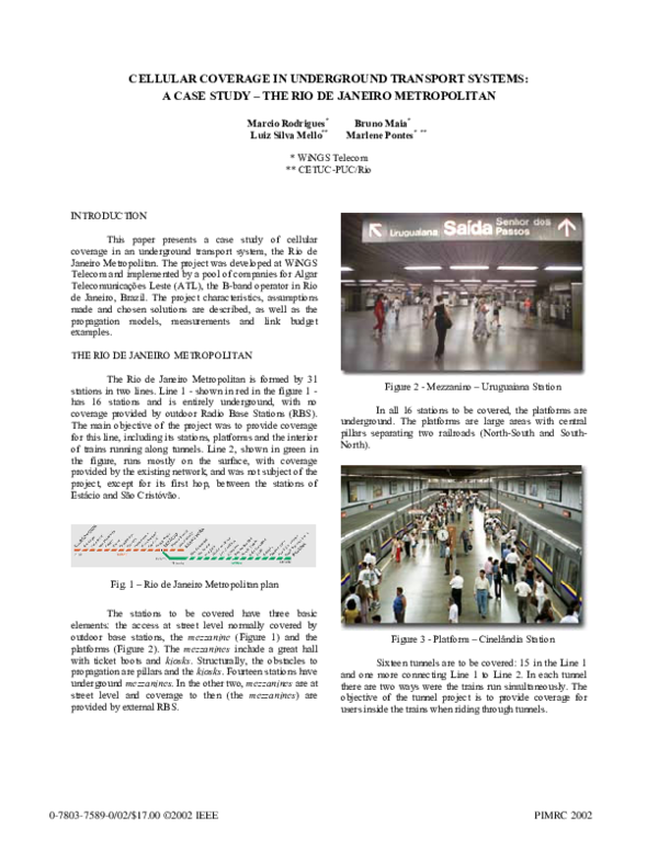 (PDF) Cellular coverage in underground transport systems: a case study ...