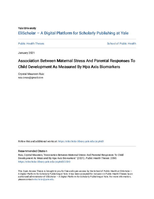 (PDF) Association Between Maternal Stress And Parental Responses To ...