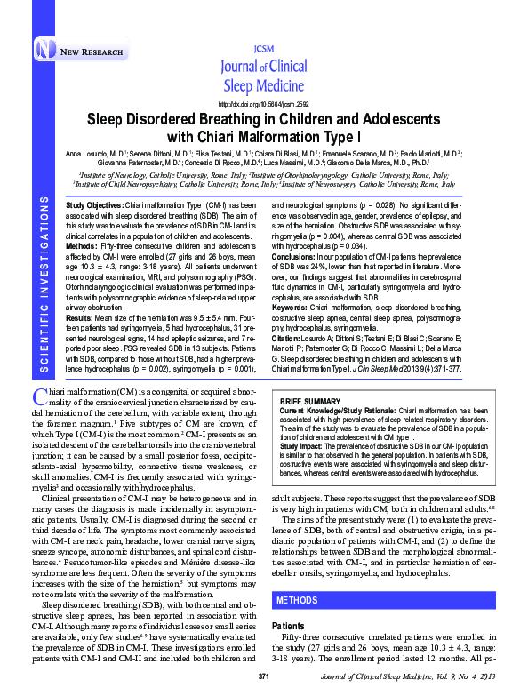 (PDF) Sleep Disordered Breathing in Children and Adolescents with ...