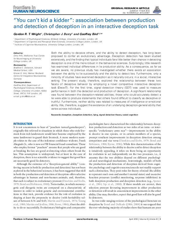 (PDF) You can't kid a kidder