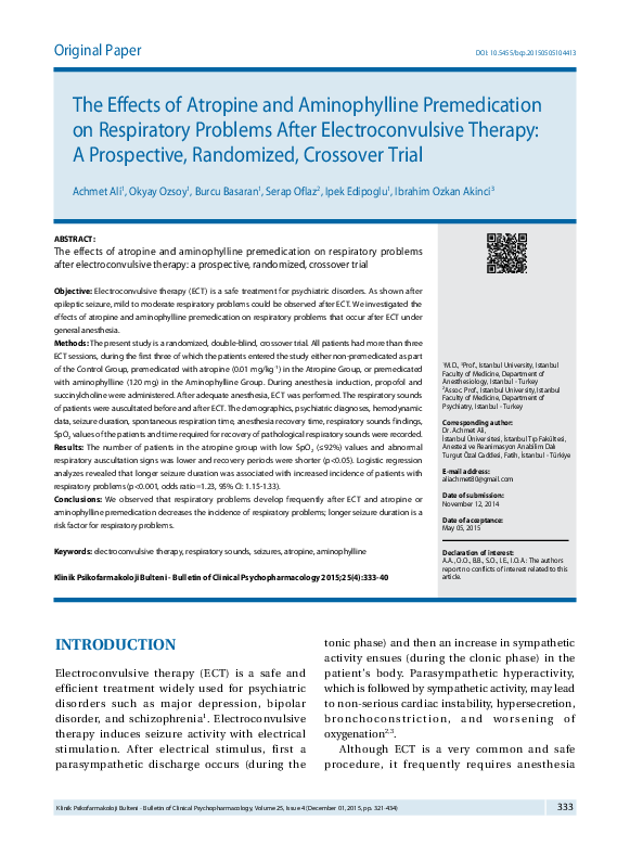 (PDF) The effects of atropine and aminophylline premedication on ...