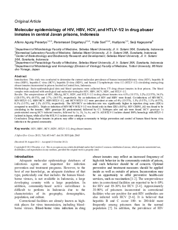 (PDF) Molecular epidemiology of HIV, HBV, HCV, and HTLV-1/2 in drug ...