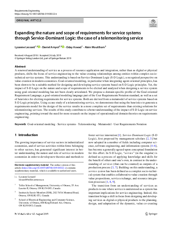 (PDF) Expanding the nature and scope of requirements for service ...