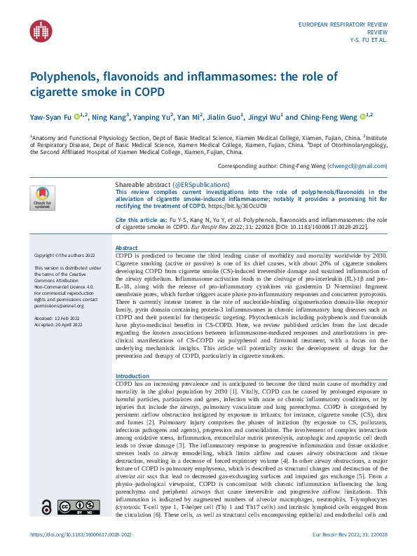 (PDF) Polyphenols, flavonoids and inflammasomes: the role of cigarette ...