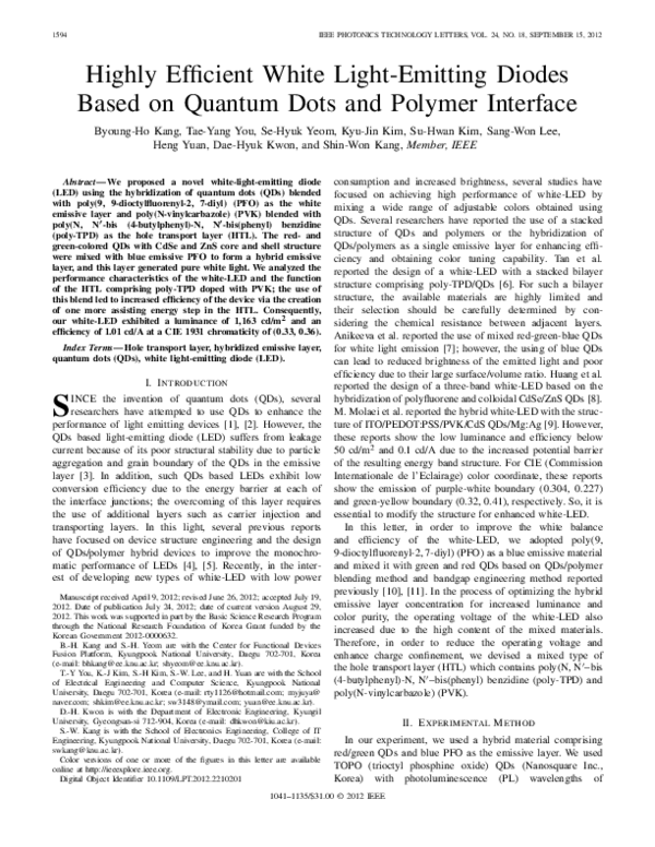 (PDF) Highly Efficient White Light-Emitting Diodes Based on Quantum ...