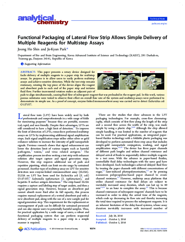 (PDF) Functional Packaging of Lateral Flow Strip Allows Simple Delivery ...