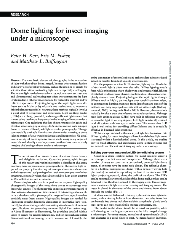 (PDF) Dome lighting for insect imaging under a microscope
