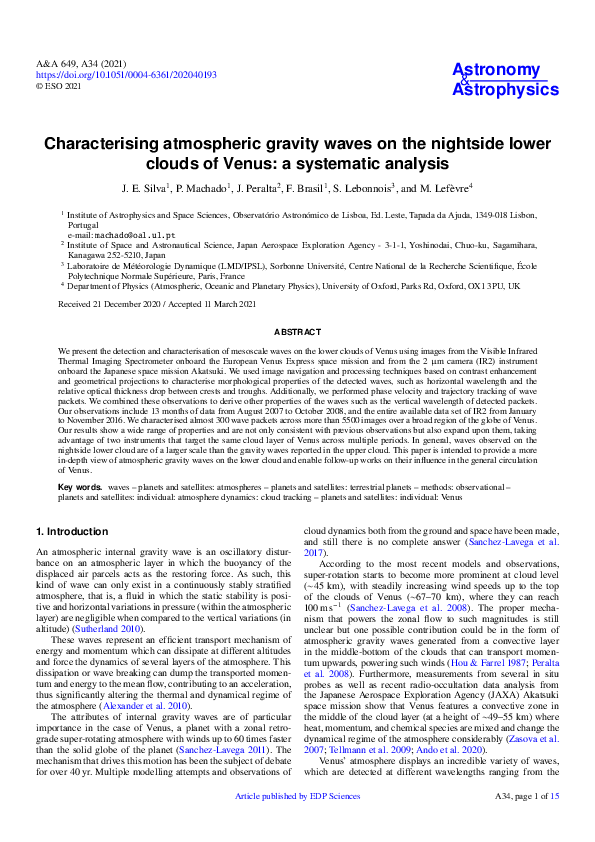 (PDF) Characterising atmospheric gravity waves on the nightside lower ...