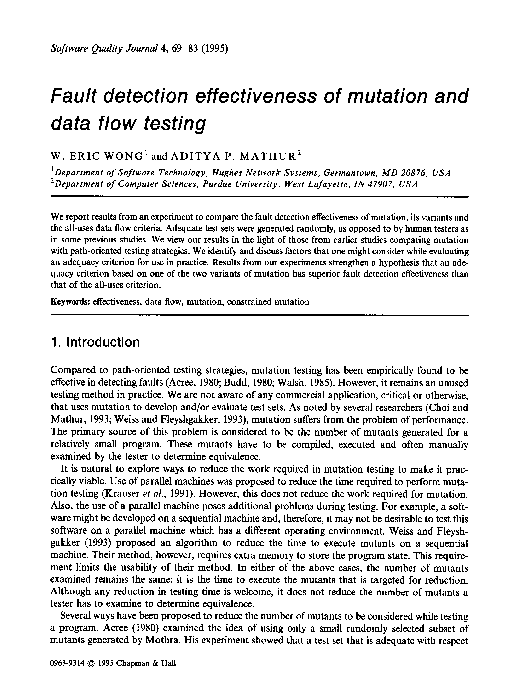 (PDF) Fault detection effectiveness of mutation and data flow testing