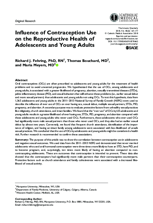 (PDF) Influence of Contraception Use on the Reproductive Health of ...