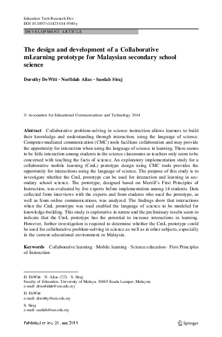 (PDF) The design and development of a Collaborative mLearning prototype ...