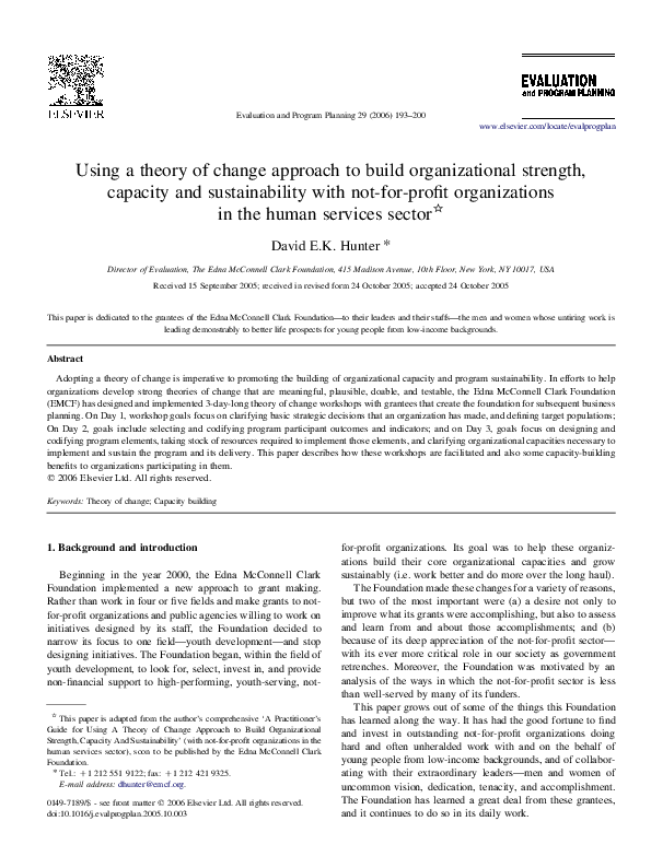 (PDF) Using a theory of change approach to build organizational ...