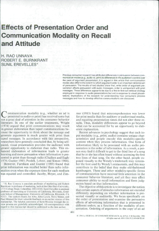(PDF) Effects of Presentation Order and Communication Modality on ...