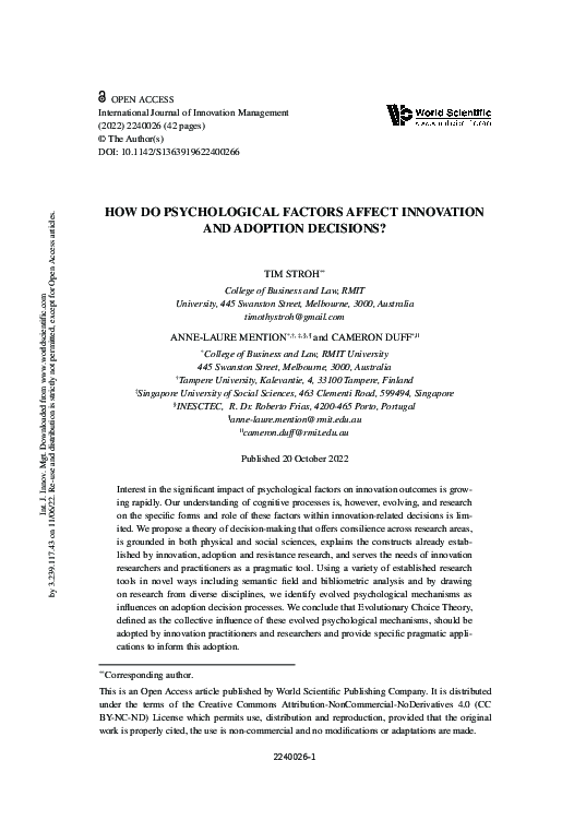 (PDF) How Do Psychological Factors Affect Innovation and Adoption ...