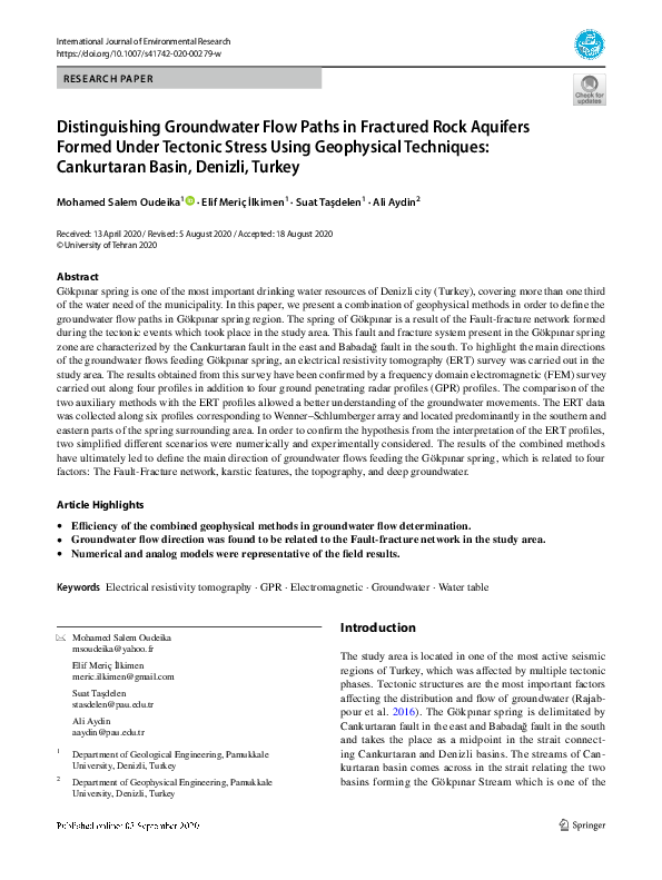 (PDF) Distinguishing Groundwater Flow Paths in Fractured Rock Aquifers ...