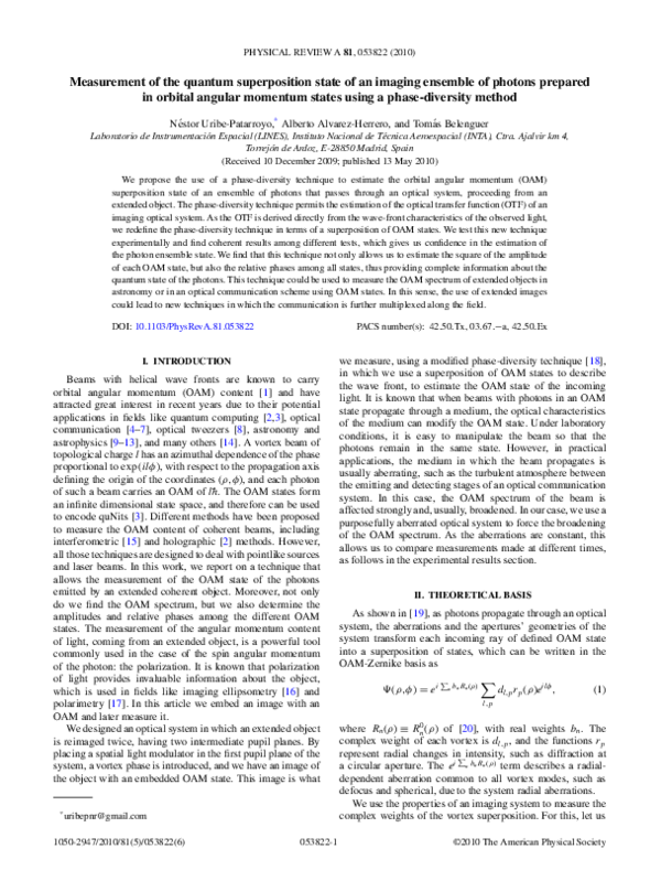 (PDF) Measurement of the quantum superposition state of an imaging ...