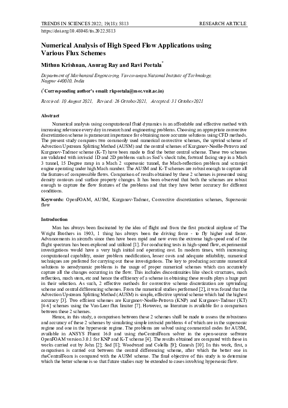 (PDF) Numerical Analysis of High Speed Flow Applications using Various ...