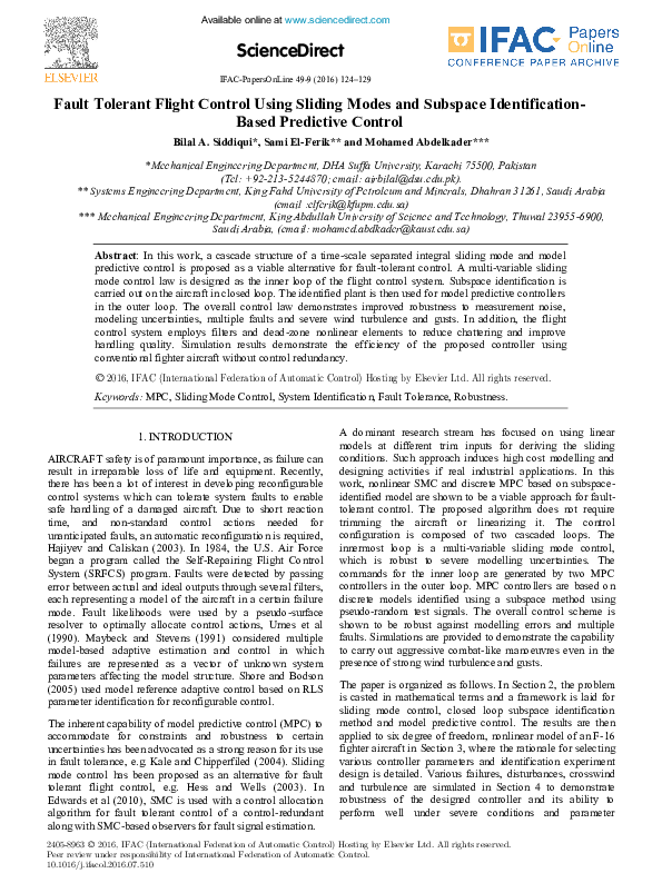 (PDF) Fault Tolerant Flight Control Using Sliding Modes and Subspace ...