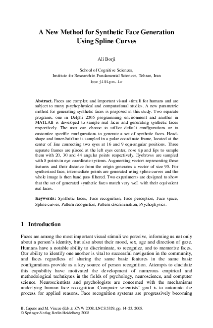 (PDF) A New Method for Synthetic Face Generation Using Spline Curves