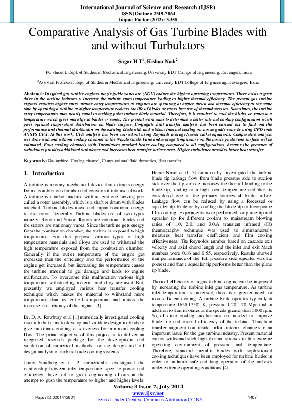 (PDF) Comparative Analysis of Gas Turbine Blades with and without