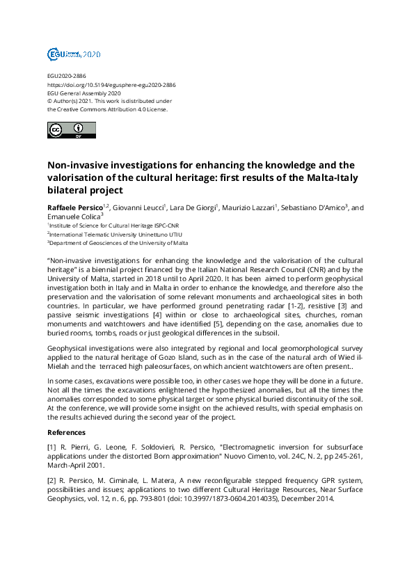 (PDF) Non-invasive investigations for enhancing the knowledge and the ...
