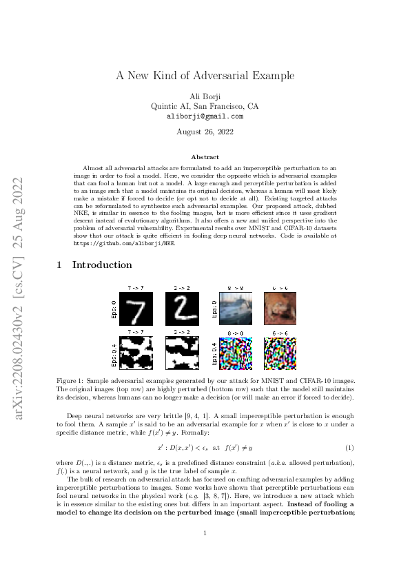(PDF) A New Kind of Adversarial Example