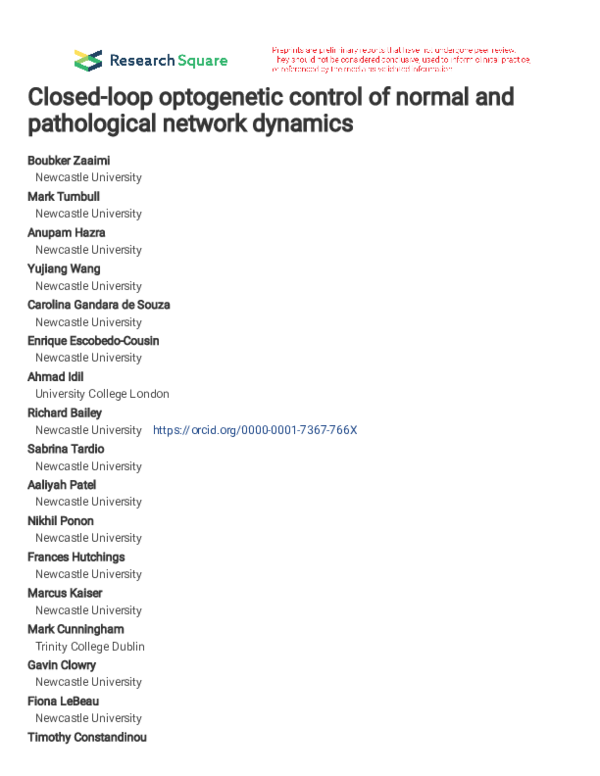 (PDF) Closed-loop optogenetic control of normal and pathological ...