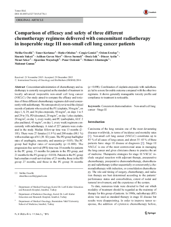 (PDF) Comparison of efficacy and safety of three different chemotherapy ...
