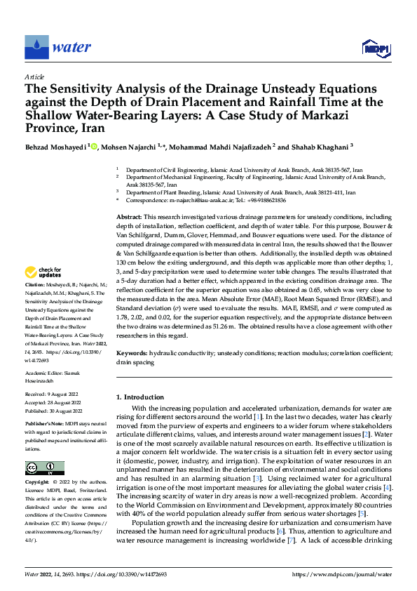 (PDF) The Sensitivity Analysis of the Drainage Unsteady Equations ...