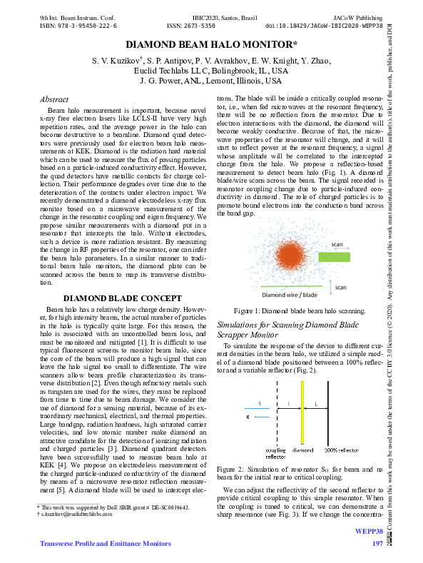 (PDF) Diamond Beam Halo Monitor Pavel Avrakhov Academia.edu
