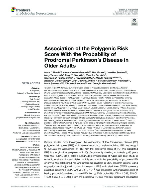 (PDF) Association of the Polygenic Risk Score With the Probability of ...