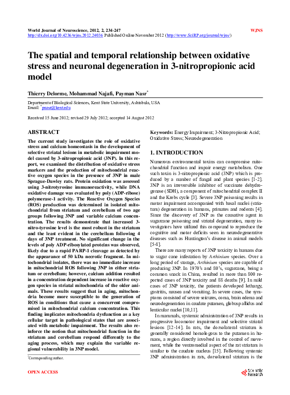 (PDF) The spatial and temporal relationship between oxidative stress ...