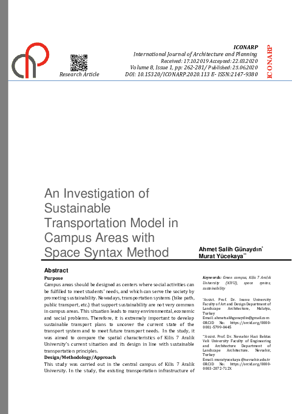 (PDF) An Investigation of Sustainable Transportation Model in Campus ...