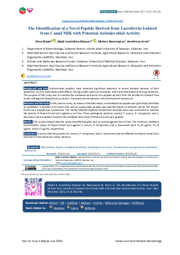 (PDF) The Identification of a Novel Peptide Derived from Lactoferrin ...