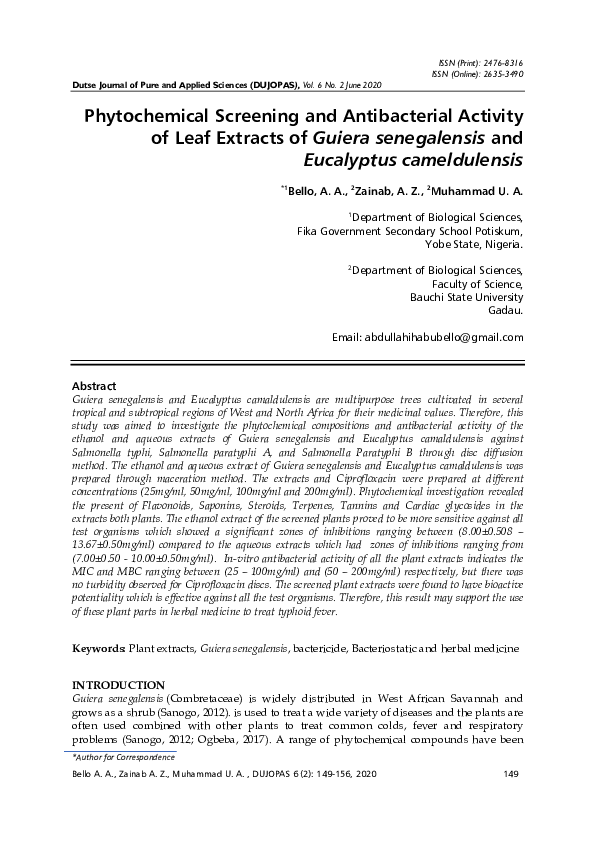 (PDF) Phytochemical Screening and Antibacterial Activity of Leaf ...