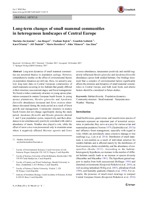 (PDF) Long-term changes of small mammal communities in heterogenous ...